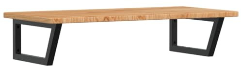 vidaXL Waschtischplatte mit Halterung, Holzplatte Waschtischkonsole Wandmontage, Waschbeckenplatte Wandkonsole Wandregal, Stahl Massivholz Eiche