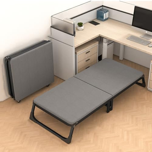 GBPLDMAQ Campingliege Doppelt Tragendes Beindesign, Campingbett mit 10 Balken Stabil Klappbett Leise, rutschfeste Räder(185x38x60cm/73x15x24in)