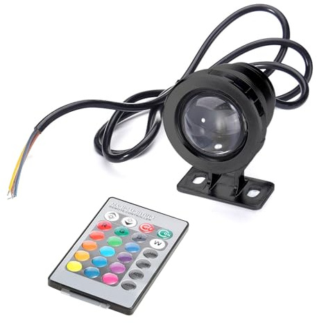 10W RGB LED Unterwasserlicht mit Fernbedienung 16 Farben 4 Lichteffekte IP65 Wasserdicht Design, Solar Teichbeleuchtung,Unterwasser Teichlicht Landschaftsscheinwerfer Tauchstrahler (Schwarz 12V)