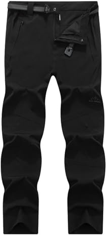 SAUTRV Pantalones de esquí impermeables para hombre, pantalones de senderismo para hombre, de carcasa suave, resistentes al agua, pantalones de montañismo, pantalones de esquí con cremallera,