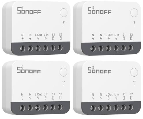 SONOFF ZBMINIR2 Smart Light Switches, ZigBee Mini Smart Switch, 2 Way Control, Compatible with Alexa, Google Home and SONOFF Hub, ZigBee 3.0 Gateway Hub Required, Neutral Wire Required, 4 PACK