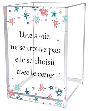 Idée Cadeau Meilleure Amie Femme,Pot A Crayon Bureau,Cadeau Amie Femme Original,Cadeau Pour Une Amie,Meilleure Amie Cadeau,Rangement Pinceaux Maquillage Acrylique,Porte Stylo Bureau,Pot Crayon