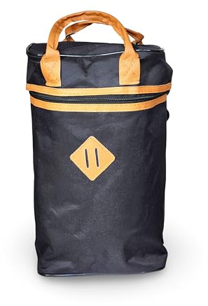 Sac à dos traditionnel argentin, fabriqué en tissu noir avec détails en similicuir marron, capacité pour bouteilles de 1 litre et 500 ml, Matera Premium, Noir , M