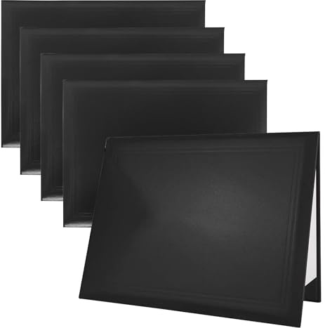 GraduatePro Copertura Diploma Laurea Documento Porta Certificati A4 Classico Liscio Nero 5 pezzi