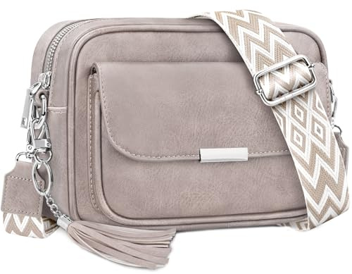 NEWIROVE Sac Bandoulière Femme, Sac à Main Femme Bandoulière En Cuir Pu Pochette Sac A Main Femme Avec Large Sangle Réglable et Amovible Pour Le Shopping, Travail et Voyages, Boue Claire