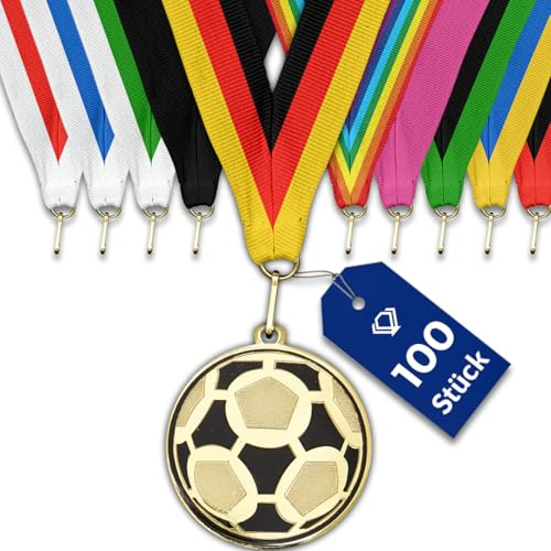 pokal-fabrik.de Fußball-Medaillen, Metall, Band nach Wahl | Personalisierter Orden mit optionaler Gravur/Wunschtext, für WM, Turniere, Vereine & Kindergeburtstag