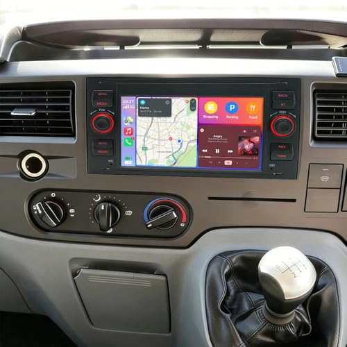 4G+64G Car Stereo Double Din for Ford Transit MK7 2005-2014/Focus MK2 2005-2008/Kuga MK1 2008-2012 w/Carplay & Android Auto 7 Touchscreen Android 13 Car Radio GPS Navi Bluetooth FM/RDS Backup Camera