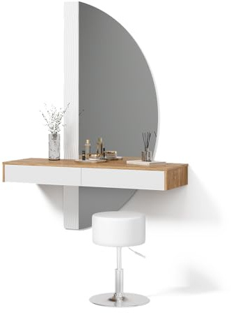 Livinity Schminktisch Ascona Weiß | mit LED Beleuchtung und Hocker