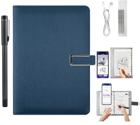 Aeonity Ai-Powered Smart Writing Set, Smart Pen and Notebook, Digital Pen Real-Time Synchronization Digitization for Storing Notes, Learning and Drawing Compatible for Android, iOS (Dark blue)