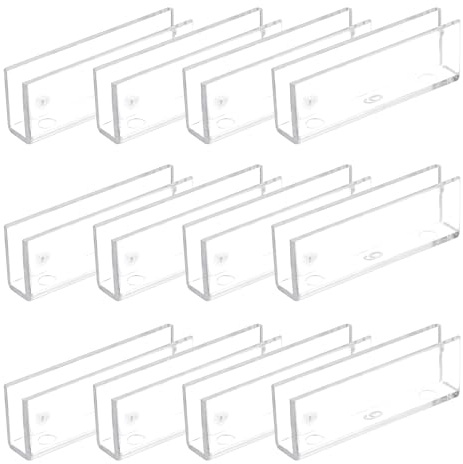 sourcing map 12 conectores de vidrio de plástico, adecuados para abrazadera de vidrio a vidrio de 6 mm de grosor, 180 grados, soporte de fijación sin borde para estantes de exhibición de acuarios