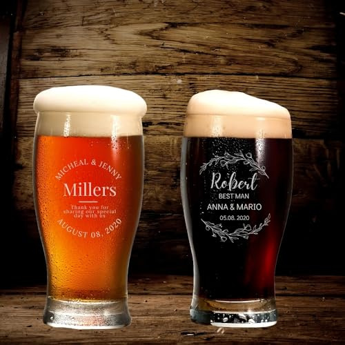 HDLOVE Chope À Bière Gravée Personnalisée, Texte Personnalisé Pour Verre À Bière, Verre Gravé Avec Votre Propre Texte, Cadeau En Verre Gravé Pour L'anniversaire De Votre Mari, Papa Ou Grand-père