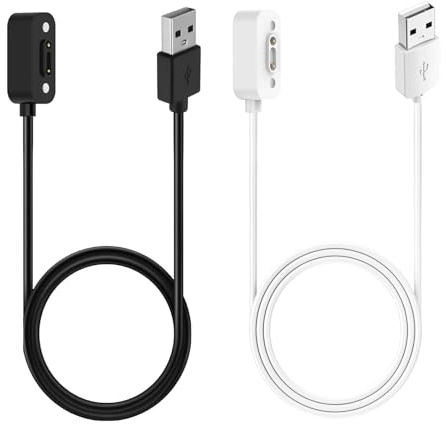 2 Câbles de Charge Magnétiques USB pour Montre Connectée X6 Play et X6 Pro, Câble de Rechange Portable 1m Noir et Blanc, Chargeur de Remplacement Magnétique Sécurisé et Rapide Pour Smartwatch Enfants