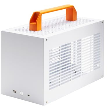 SGPC K49 Series Chassis/Portable Mini-ITX PC Gaming Case/7-8L Small Form Factor/300mm GPU & SFX PSU Support/USB 3.0 & Type-C Front I/O (white, wide)