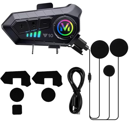 BOROCO Y10 - Auriculares Bluetooth para casco de motocicleta, Bluetooth 5.3, inalámbricos, manos libres, impermeables, 1000 mAh