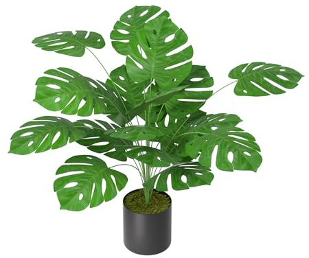 FIVMEN Plante artificielle Monstera - Plantes d'intérieur artificielles - Avec pot de fleurs - Pour salon, chambre à coucher, bureau - 40 cm de haut