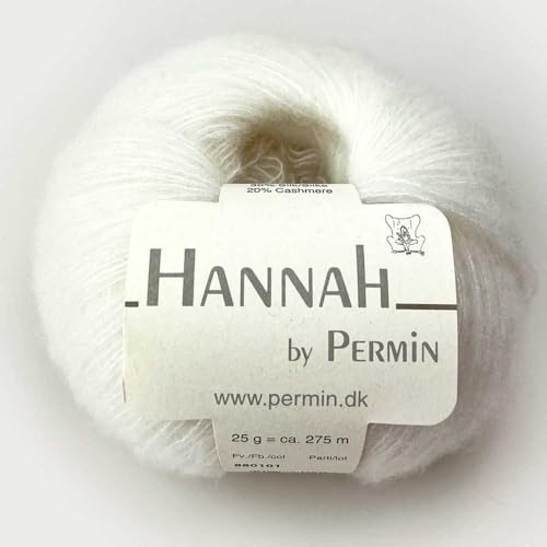 Hannah by Permin – Luxusgarn aus Merinowolle, Seide & Kaschmir (01 weiß)