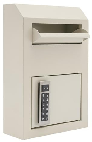 JAYEUW Boîte aux lettres pour l'extérieur - Grande boîte à colis avec serrure à combinaison - En acier inoxydable - Pour montage mural/au sol - 25,4 x 10,8 x 38,1 cm
