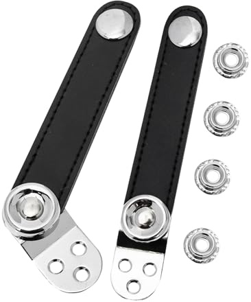 EXAOMBLE Cinghie per Soffietto Fisarmonica Resistente e Confortevole Nero Fibbia in Metallo 2 Pezzi in Pelle di Bovino e Acciaio Distanza Centrale 8,2 Cm per Concerti di Fisarmonica
