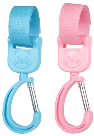UZYXC 2 Piezas Gancho Carro Bebe, Para Bolsa Pañalera, Mochila, Bebidas, Correa Ajustable, Robusto, Para Cochecito, Silla Paseo, Viaje