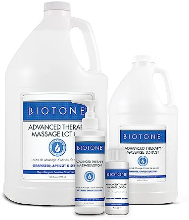 BIOTONE Advanced Therapy Massage Lotion, Hypoallergenic and Fragrance-Free, More Glide and Workability, Absorbs for a Non-Greasy Finish