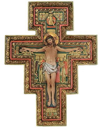 Joseph's Studio by Roman, 17.75 H San Damiano Cross Wall Crucifix, Resin Religious Wall Decor