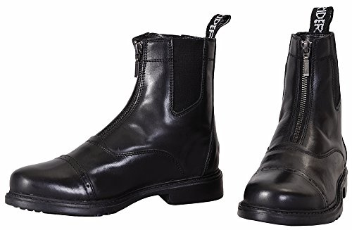 Tuffrider Men's Barouque Front Zip Paddock Boots with Metal Zipper, Black, 10