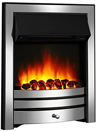 Endeavour Fires Roxby Inset Electric Fire Chrome Trim and Fret, 220/240Vac 1&2kW, 7 Day Programmable Remote Control Electric Fire (without spacer)