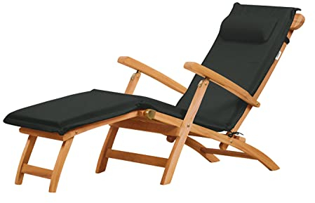 Kai Wiechmann Deckchair Auflage mit Nackenkissen im Set anthrazit grau für Gartenliege Hochlehner