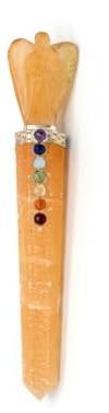 Jet Orange Selenite Angel Chakra Wand Stick Approx. 5.5 inch Energized Charged Cleansed Programmed Pure Genuine Stick Free Booklet Jet International Crystal Therapy Image is JUST A Reference