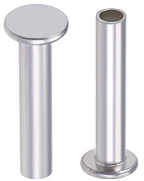 sourcing map 50 Stk.Aluminium Flachkopf Halbröhrennieten Silber M5x25mm