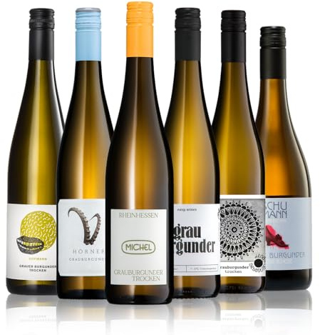 GEILE WEINE Weinpaket GRAUBURGUNDER (6 x 0,75) Probierpaket mit Grauburgunder aus Deutschland