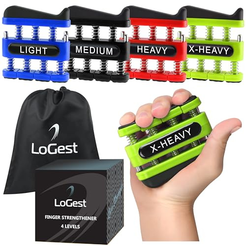 Finger Strengthener - Finger Exerciser for Forearm and Hand Strengthener - Hand Grip Workout Equipment for Musician, Rock Climbing and Therapy (4 Pack - Blue Black Red Green)