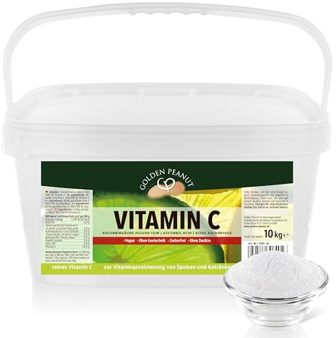 GOLDEN PEANUT Vitamin C Pulver Ascorbinsäure ohne Zusätze gut löslich 10 kg