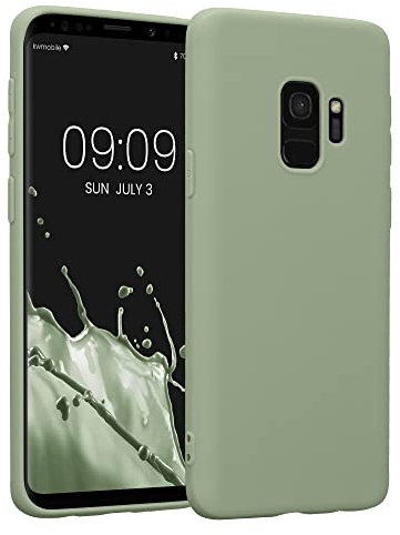 kwmobile Hülle kompatibel mit Samsung Galaxy S9 Hülle - weiches TPU Silikon Case - Cover geeignet für kabelloses Laden - Graugrün