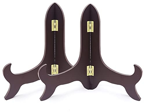Yitexin 2 Supporti per Piatti in Legno Decorativi, Espositori per Decorazioni Domestiche, Cornici, Cavalletti, Opere d'Arte (20 cm)