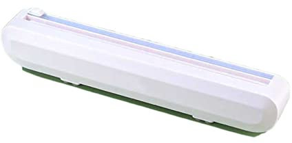 LINFFSTR Distributeur de papier d'aluminium et de film alimentaire avec coupe-diapositive Ventouse inférieure Distributeur de film plastique rechargeable Coupe-film étirable réglable Accessoires de cu