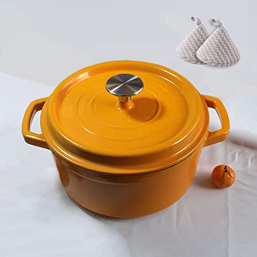YLWX Cast Iron Enameled Dutch Oven, Casserole Oven Proof, Induction Cooking Dutch Pot, 2.8L Clay Crock Pot (Color : Orange)