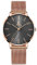 Alienwork Armbanduhr Damen Roségold Metall Mesh Armband Edelstahl Grau Ultra-flach dünn