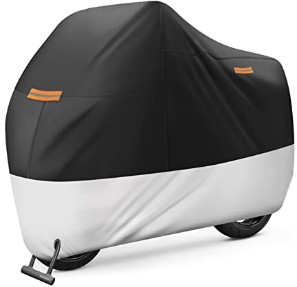 Motorrad Abdeckplane, VORHOT XXL Motorradgarage aus 210D Oxford Stoff mit Verschlusslöchern, Wasserdicht Motorrad Plane Abdeckung, Winterfest Motorradabdeckung für Outdoor Indoor, 245x105x125cm