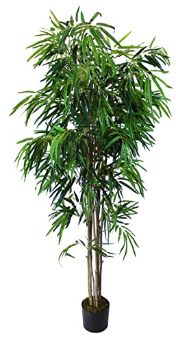 Großer künstlicher Bambus 190 cm Deluxe Kunstpflanze mit Naturbambusstämmen künstliche Pflanze Sichtschutz Raumtrenner