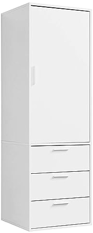 mokebo Kleiderschrank (60x187 cm) aus Holz 1-türig & 3 Schubladen 'Der Grenzenlose', modularer Schlafzimmerschrank, Garderobenschrank, Flurschrank, Drehtürenschrank o. Schrank in Schwarz