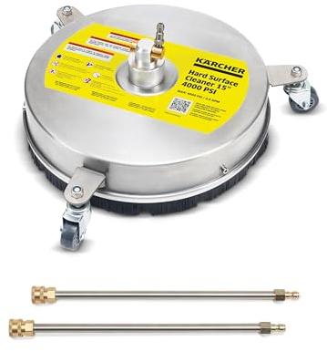 Kärcher 38.1 cm Hochdruckreiniger Oberflächenreiniger 4000 PSI Universal, 3 Räder, 2 Verlängerungsstäbe – Metall-Oberflächenreiniger