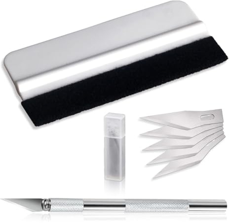 7 Stück Installations-Applikator-Kits, Mini Flexible Kunststoff Rakel mit Präzisionsmesser und Folienrakel für Folie, Folierungs Werkzeug, Folienrakel, Rakel, Fensterfolie