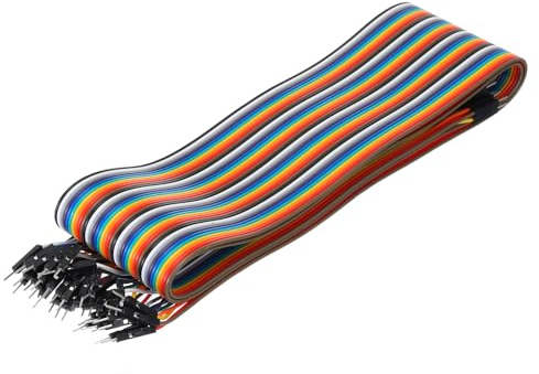 sourcing map Male to Male 40Pin Breadboard Jumper Wire 2.54mm Pitch Ribbon Cable 100cm Long Electronics Breadboard Ribbon Cables for Breadboard Electronic Projects Pack of 1