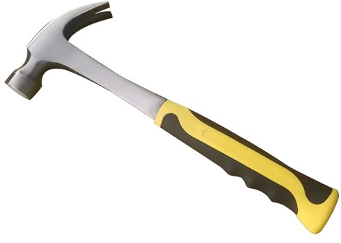 16oz Professional Claw Hammer - Heavy Duty Straight Rip Claw for Electricians & Carpenters, Anti-Vibe Rubber Grip, Long Handle Framing/Demo Hammer for Woodworking, Renovation & DIY Projects