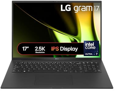 LG gram 2024 17Z90S - 17 Inch 2.5K IPS Ultra-Lightweight Laptop, Intel Core Ultra 7 155H - EVO Edition, 32GB RAM, 1TB SSD, Windows 11 Home, Black