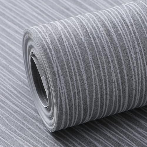 Mix Plain Thick Textured Wallpaper Free No Match Striped Wallpaper for Adults Kids Bedroom Living Room Lounge TV Backdrop Hallway and Stairs Dark Grey