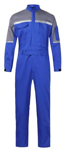 KTWOLEN Tuta da Lavoro Meccanico Uomo Riflettente Tuta Intera da Lavoro per Carrozzeria Completo Divisa Tute da Lavoro Unisex Agricoltura Abbigliamento da Lavoro, Blu reale, M