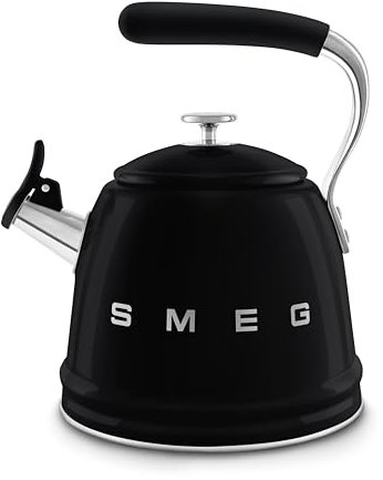 Smeg, Bollitore per Piano Cottura WKF01BL, in Acciaio Inox, Capacità 2,3L, Coperchio Removibile e Beccuccio Dosatore, Anche per Induzione, Nero