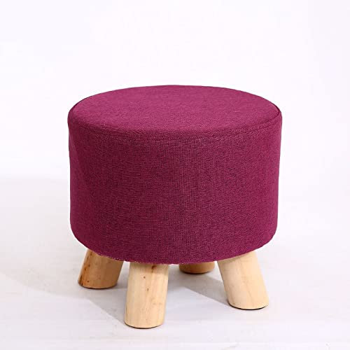 Fußhocker, 28 x 28 cm, runder Hocker aus Holz im Landhausstil, waschbar, für Schlafzimmer, Schminkstuhl, Wohnmöbel, Fußhocker, Esszimmer-/Strandhocker, Ottomane, Fußstütze, Fußhocker (Farbe: D) (J)